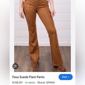 Faux suede flare pants, pull on style, new with tags. Reg price $168 2x.